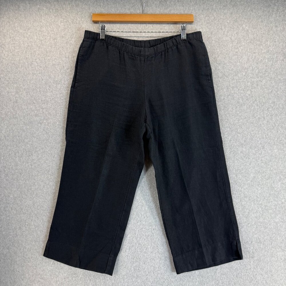 J. Jill Black Cropped Linen Blend Pants